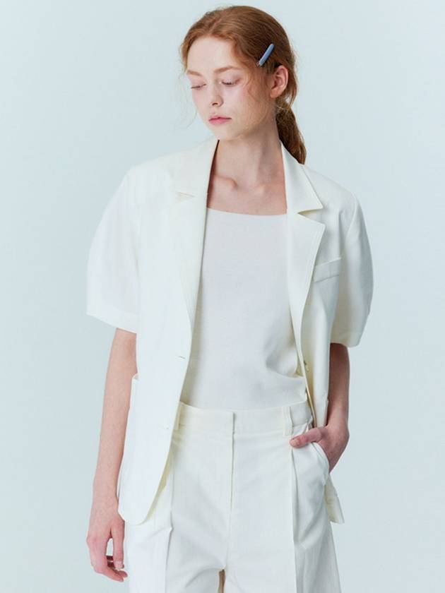 Volume Sleeve Linen Belted Jacket Ivory - OPENING SUNSHINE - BALAAN 5