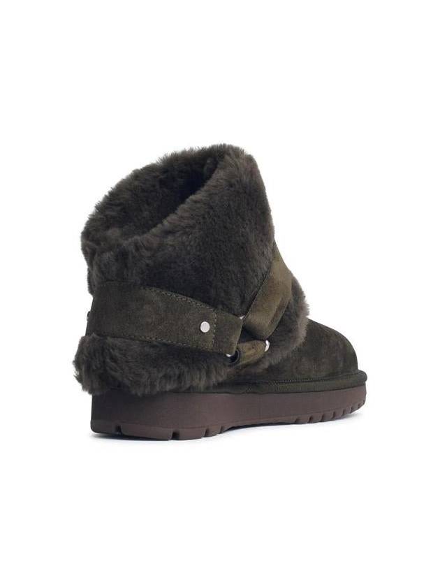 Burberry Shearling Collar Suede Chavi Middle Boots Green - BURBERRY - BALAAN 4