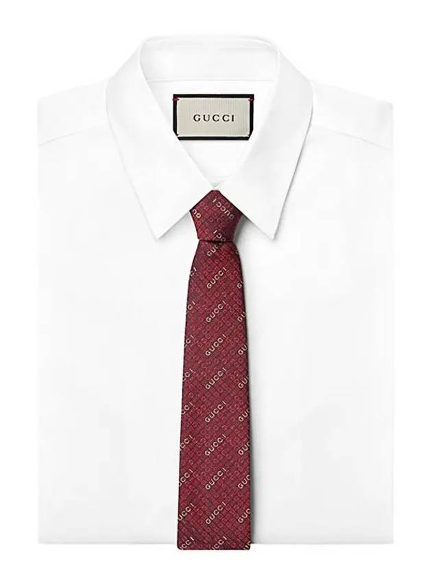 Silk Jacquard Tie Bordeaux - GUCCI - BALAAN 4