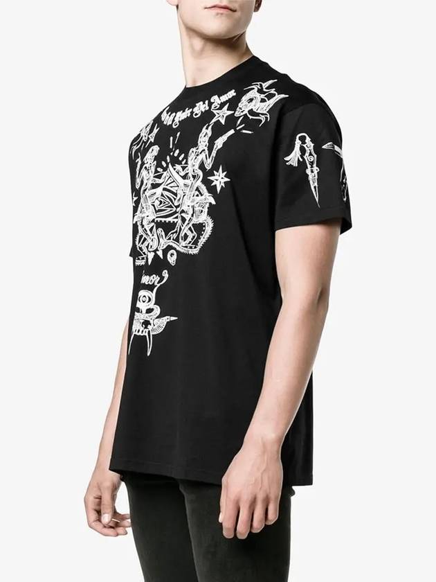 Tattoo Print Cotton Short Sleeve T-Shirt Black - GIVENCHY - BALAAN 5