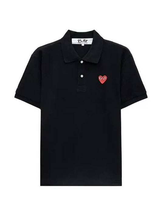 Red Heart Wappen Polo Shirt Black - COMME DES GARCONS - BALAAN 2