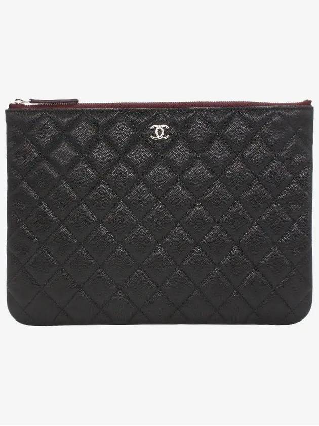 Medium Classic Clutch Bag Caviar Leather & Silver Black - CHANEL - BALAAN 2