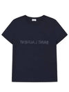 Reverse Logo Print Cotton Short Sleeve T-Shirt Navy - SAINT LAURENT - BALAAN 2