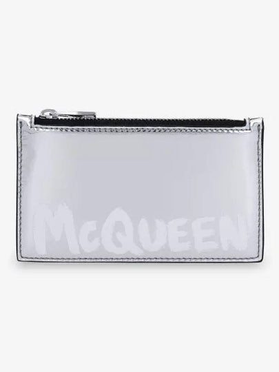 Logo Print Zip Card Wallet Silver - ALEXANDER MCQUEEN - BALAAN 2