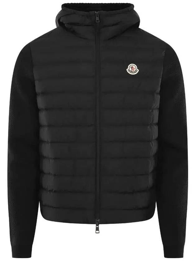 Logo Patch Knit Goose Padded Cardigan Black - MONCLER - BALAAN 3