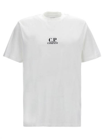 CP Company Short Sleeve T Shirt 17CMTS167A005100W103 White Black - CP COMPANY - BALAAN 1