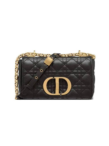 Supple Cannage Small Calfskin Caro Shoulder Bag Black - DIOR - BALAAN 1