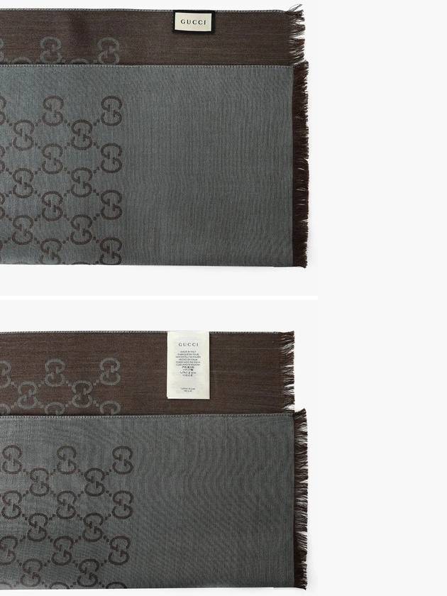 GG Jacquard Pattern Two-Tone Wool Silk Muffle Dark Brown - GUCCI - BALAAN 4