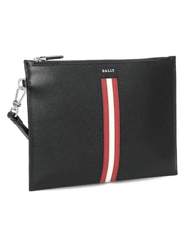 Logo Tenery Leather Clutch Bag Black - BALLY - BALAAN 4