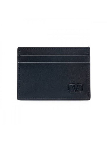 V Logo Signature Card Wallet Black - VALENTINO - BALAAN 1