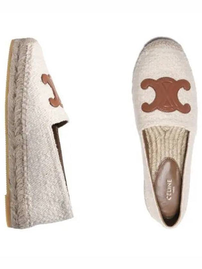 Women's Triomphe Logo Patch Flat Espadrilles Cream - CELINE - BALAAN 2