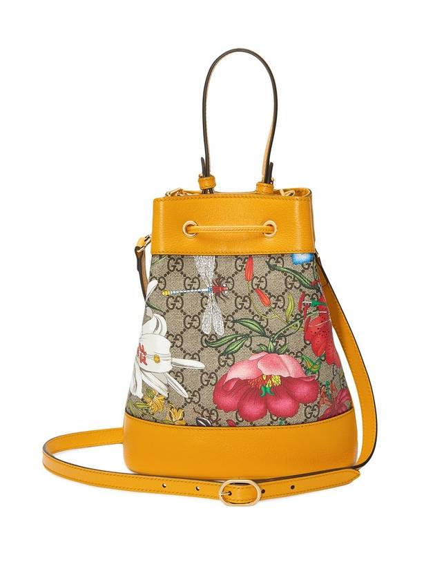 Flora Pattern Ophidia GG Bucket Bag Yellow - GUCCI - BALAAN 1