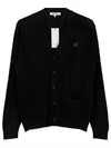 Bold Fox Head Patch V Neck Wool Cardigan Black - MAISON KITSUNE - BALAAN 2