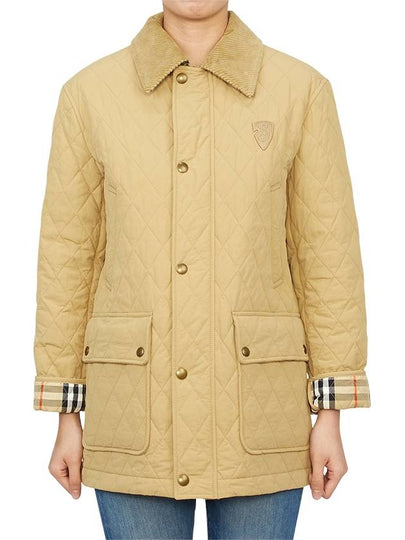 Barn Corduroy Collar Quilted Jacket Flax - BURBERRY - BALAAN 2