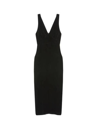 Deep V-neck velvet dress black - REFORMATION - BALAAN 1