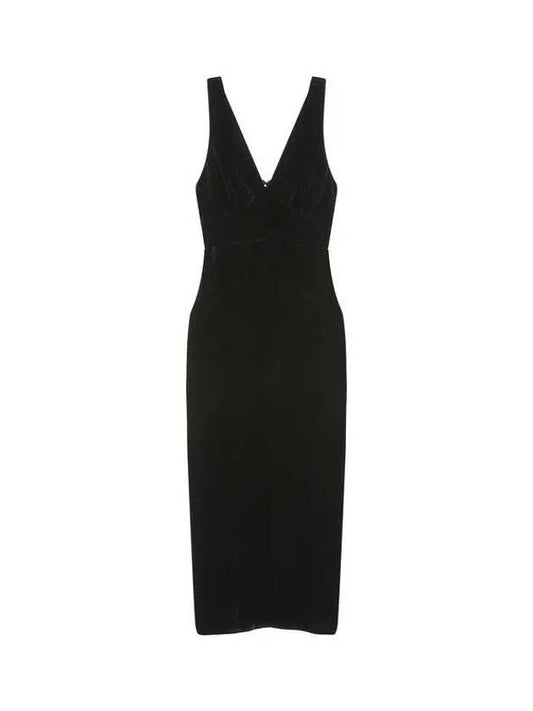 Deep V-neck velvet dress black - REFORMATION - BALAAN 1