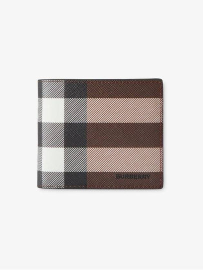 Check Leather International Bifold Wallet Dark Birch Brown - BURBERRY - BALAAN 2