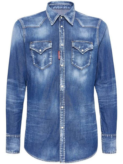 Denim Long Sleeve Shirt Blue - DSQUARED2 - BALAAN 2