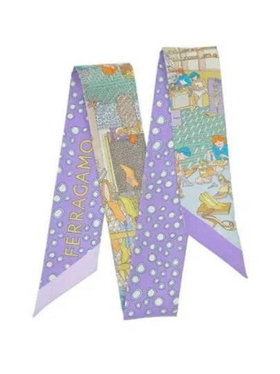 Atelier Print Mini Silk Scarf Lavender - SALVATORE FERRAGAMO - BALAAN 2