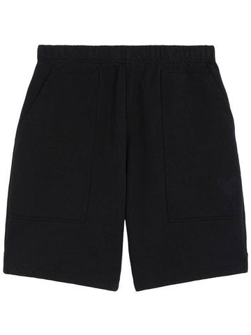 Men's Heart Logo Track Shorts Black - AMI - BALAAN 1