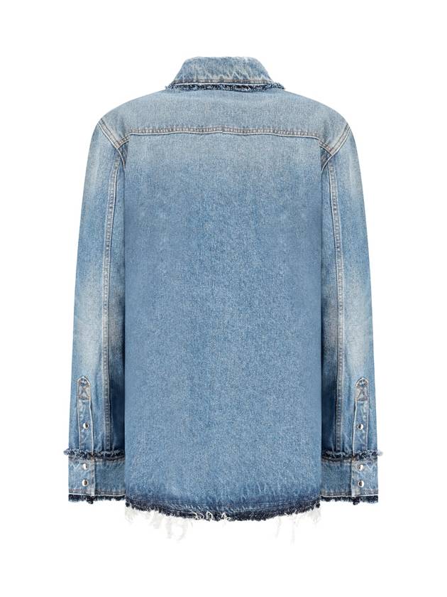 Classic Frayed Hem Denim Shirt Blue - CHLOE - BALAAN 3