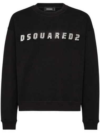 Logo Brushed Fleece Relaxed Fit Sweatshirt Black - DSQUARED2 - BALAAN 1