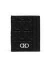 Embossed Logo Flap Gancini Card Wallet Black - SALVATORE FERRAGAMO - BALAAN 3