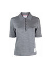 Double Face Silk Cotton Pearl Flower Button Short Sleeve PK Shirt Gray - THOM BROWNE - BALAAN 1