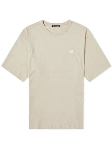 Logo Patch Cotton Short Sleeve T-Shirt Oatmeal Melange - ACNE STUDIOS - BALAAN 1