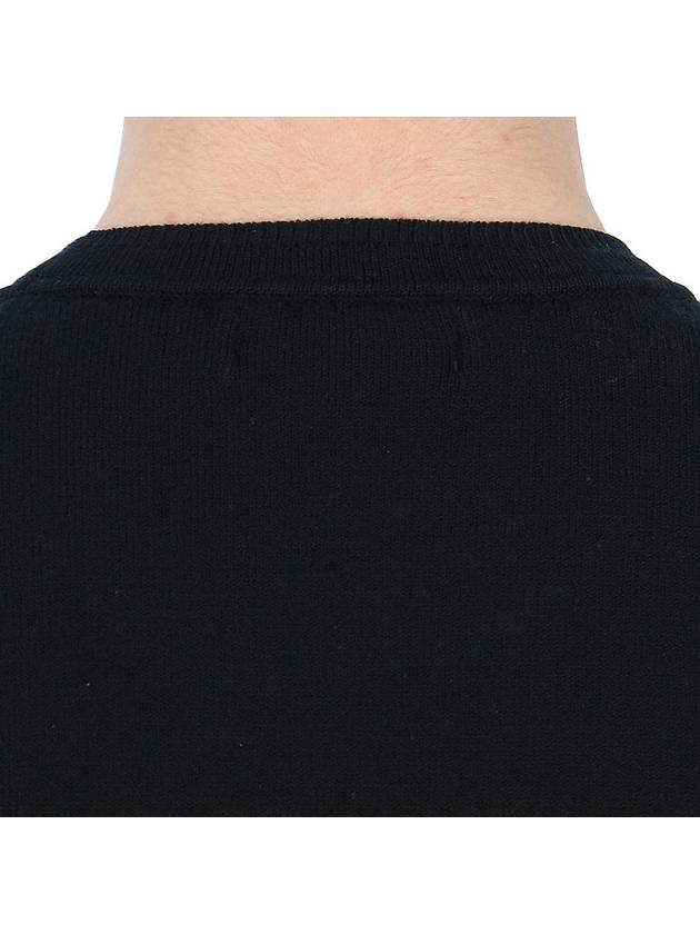 Logo Patch Crew Neck Knit Top Black - STONE ISLAND - BALAAN 9