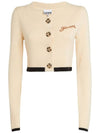 Women's Wool Cashmere Crop Cardigan Ivory - GANNI - BALAAN 1