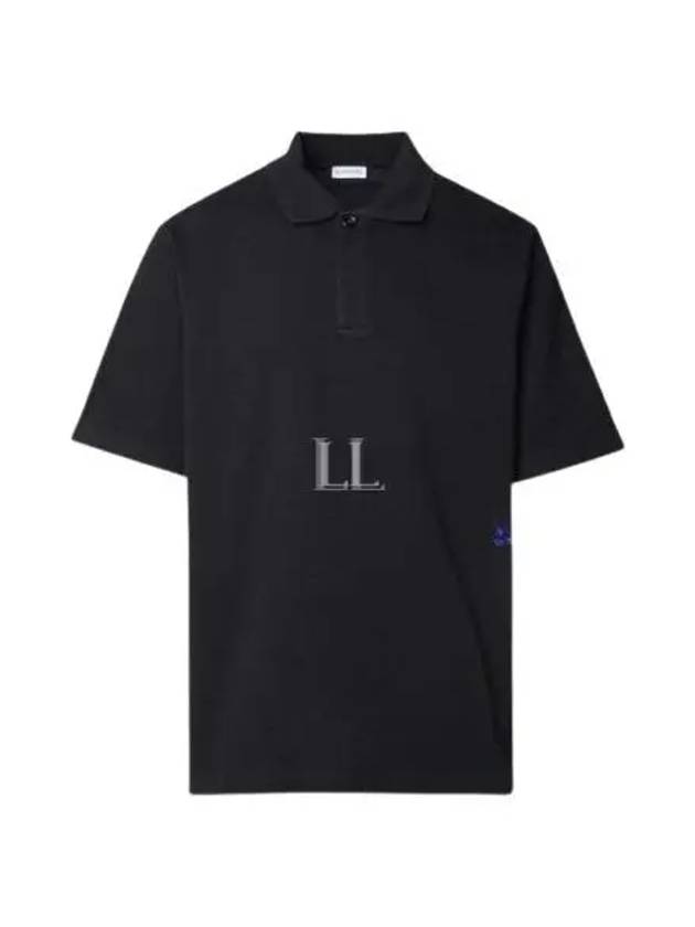 Equestrian Knight Cotton Polo Shirt Black - BURBERRY - BALAAN 2