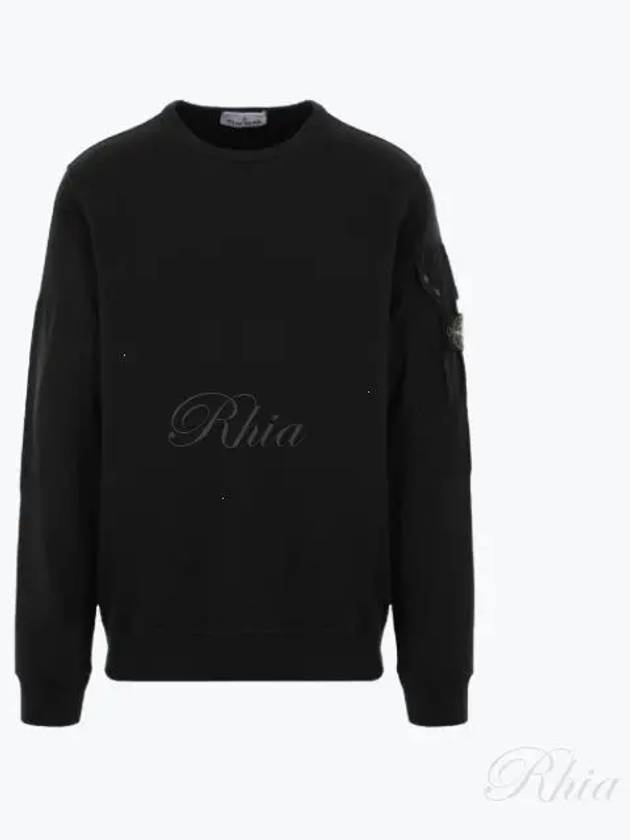 Brushed Organic Cotton Fleece Sweatshirt Black - STONE ISLAND - BALAAN 2