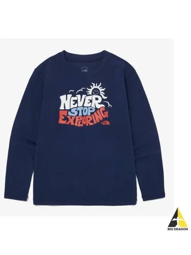 The North Face KIDS Sandcastle Long Sleeve Tee NT7TQ06S NAV - THE NORTH FACE - BALAAN 1