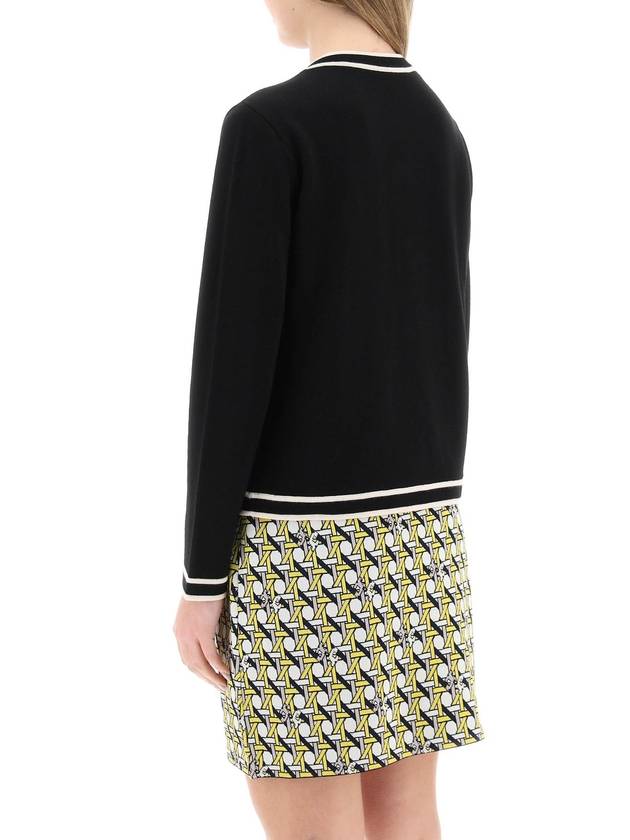 Kendra Button-Up Crew Neck Cardigan Black - TORY BURCH - BALAAN 4