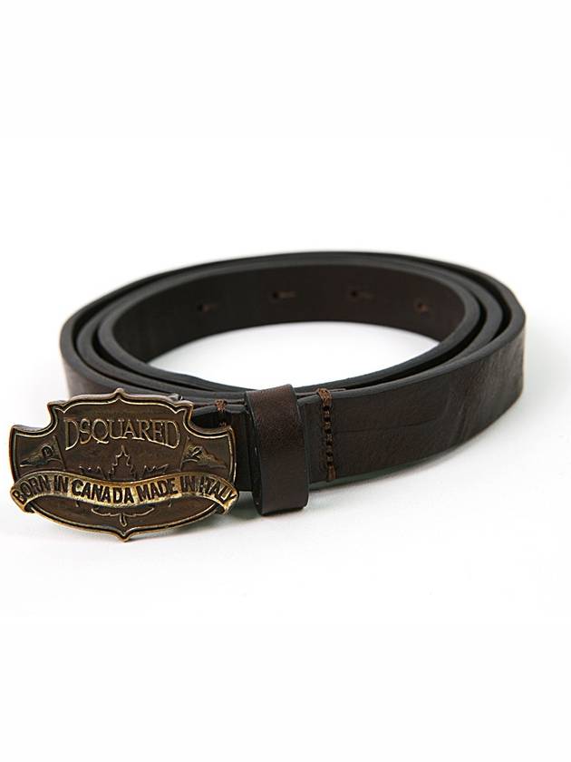 Men's Suede Leather Belt Brown - DSQUARED2 - BALAAN 7