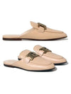 Chain Logo Leather Flat Bloafer Beige - TOD'S - BALAAN 2