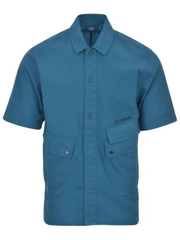 Cotton Popeline Pocket Short Sleeve Shirt Blue - CP COMPANY - BALAAN 2