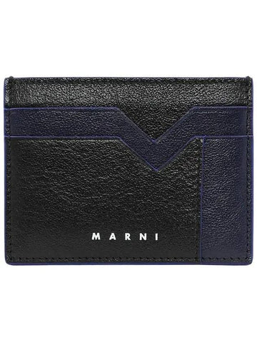 graphic blue pattern leather card wallet black - MARNI - BALAAN.