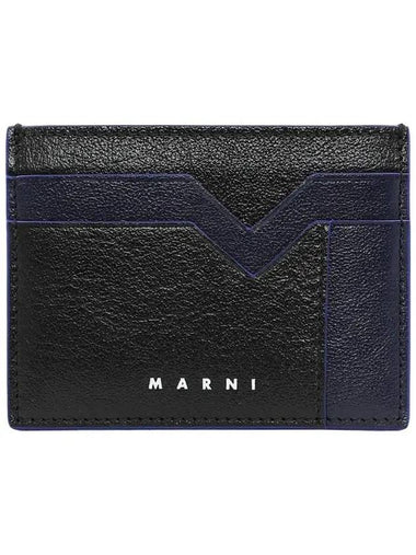 Graphic Pattern Leather Card Wallet Black - MARNI - BALAAN 1