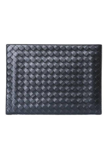 Intrecciato Zipper Leather Clutch Bag Black - BOTTEGA VENETA - BALAAN 1