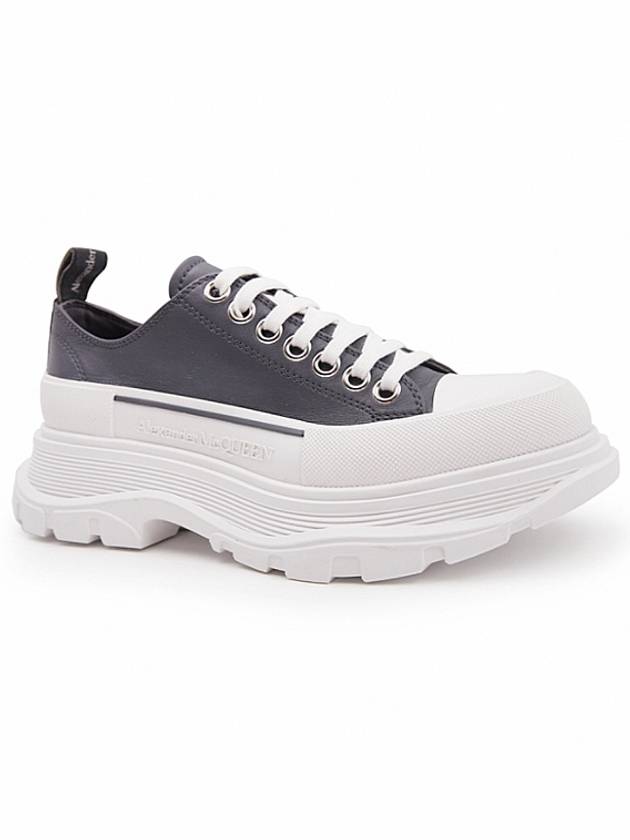 Women's Tread Slick Low Top Sneakers White Grey - ALEXANDER MCQUEEN - BALAAN 3