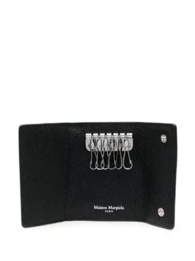 Postitch Logo Leather Key Holder Wallet Black - MAISON MARGIELA - BALAAN 3