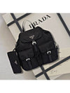 Re Nylon Backpack Triangular Logo Fabric Bag Black Medium Unisex 1BZ811 - PRADA - BALAAN 1