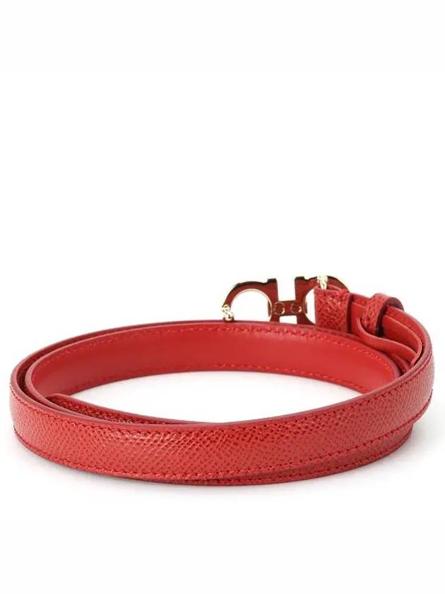 Gancini Leather Belt Red - SALVATORE FERRAGAMO - BALAAN 3