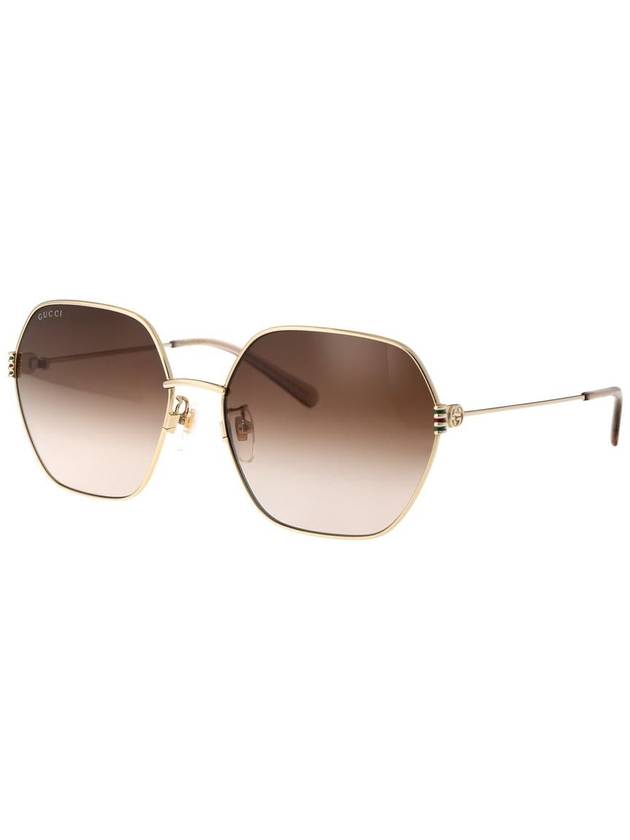 Eyewear Logo Geometric Frame Metal Sunglasses Brown - GUCCI - BALAAN 3