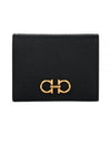 Gancini Compact Half Wallet Black - SALVATORE FERRAGAMO - BALAAN 2