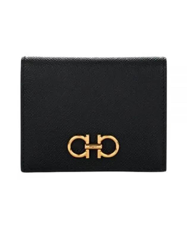 Gancini Compact Half Wallet Black - SALVATORE FERRAGAMO - BALAAN 2