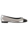 Metallic Effect Leather Cap Toe Ballet Flat Silver - TORY BURCH - BALAAN 2