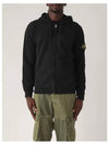 Logo Cotton Zip-Up Hoodie Black - STONE ISLAND - BALAAN 4